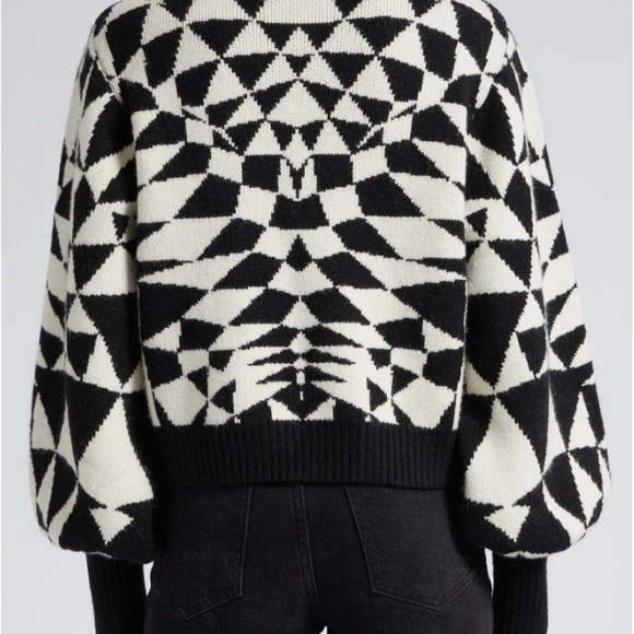 NWT Farm Rio Heart Deco Jacquard Balloon Sleeve Sweater Size L - Picture 7 of 10